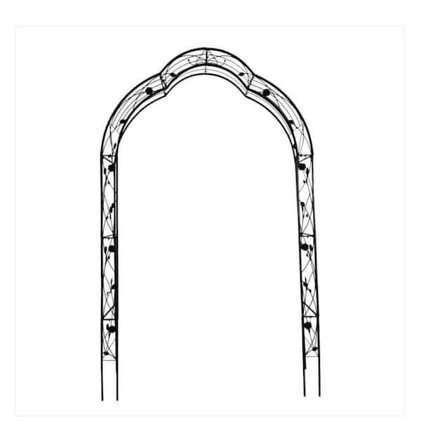 98 in. Metal Outdoor Garden Trellis with 8-Style Garden Arch Climbing Plants Support in Black