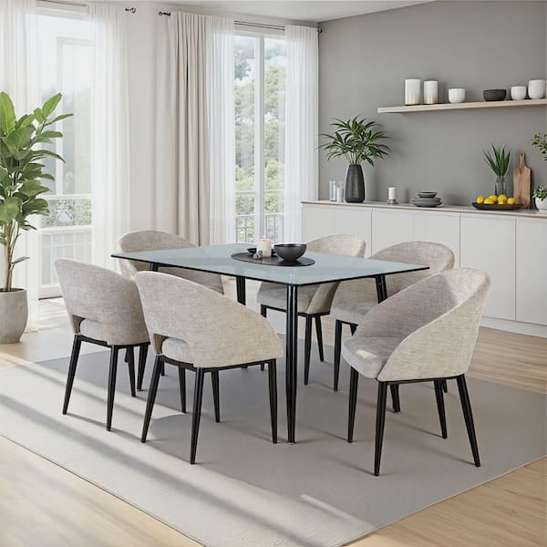 Renee Light Brown Fabric and Black Metal Side Chair (Set of 2)