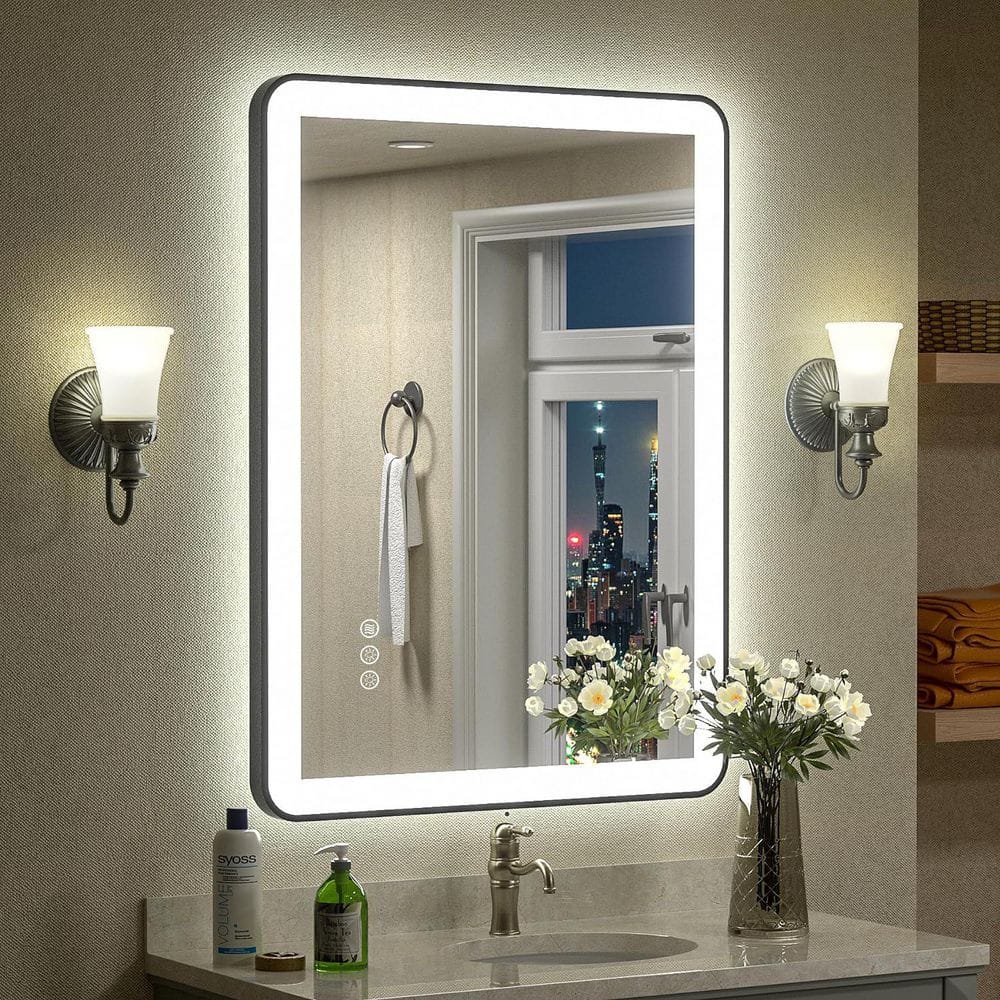 20 in. W x 28 in. H Rectangular Framed Front, Back LED Lighted Anti-Fog Wall Bathroom Vanity Mirror in Tempered Glass price history on PriceWatchPro