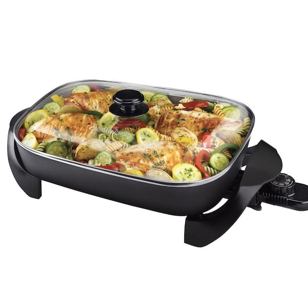 BLACK+DECKER 180 sq. in. Black Electric Skillet with See-Through