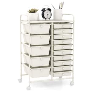 White 34.5 in. Office Storage Cabinet with 0 Shelves and Drawers