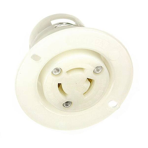 Leviton 15 Amp 125-Volt Flanged Outlet Grounding Locking Receptacle, White