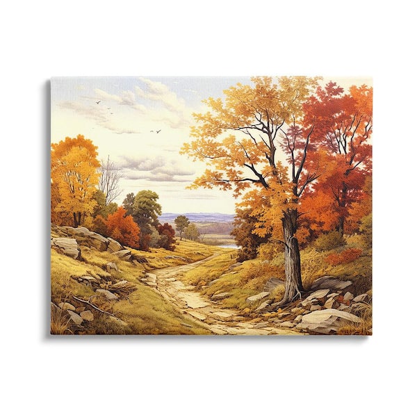 Stupell Industries Classic Fall Foliage Path byLil' Rue 1-Piece Unframed Graphic Print Nature Poster Art Print 40 in. x 30 in.