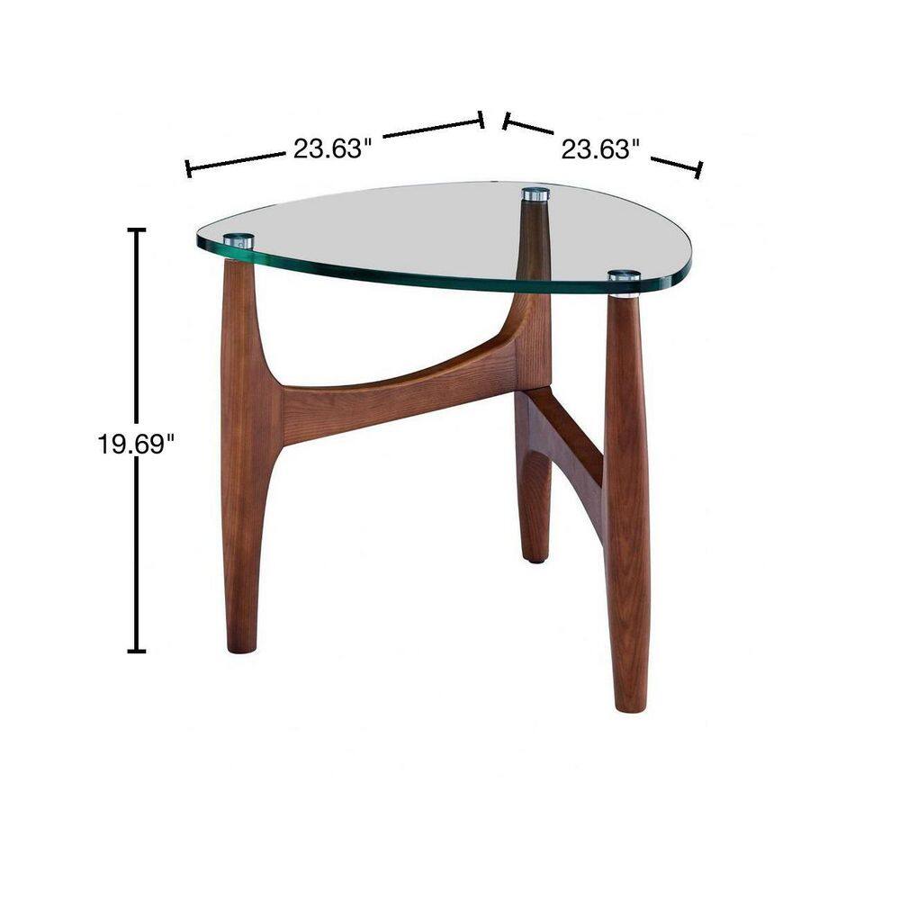 Amelia 19.69 in. Clear Tempered Glass Side Table with Walnut Base End Table - thumbnail 3