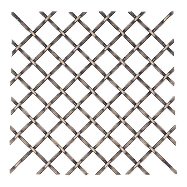 24 in. x 18 in. Kent Design 1214 F Round Wire, Flat Crimp Antique Brass Woven Wire Grille Screening Panel Insert