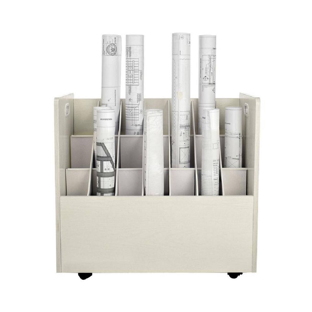White Mobile Rolling Particle Board Blueprint Roll File Organizer