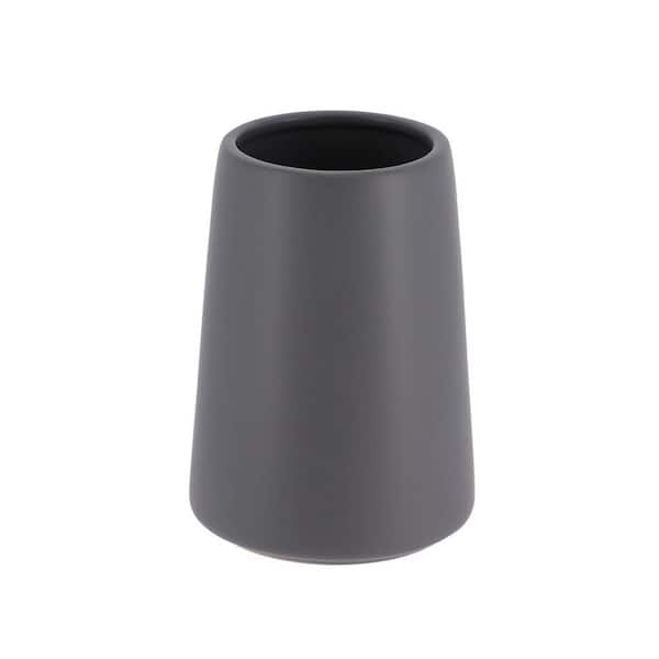EVIDECO French home goods Smooth Freestanding Water Tumbler or Toothbrush Holder Flared Shape Gray