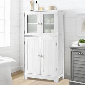 23 in. W x 12 in. D x 43 in. H White MDF Linen Cabinet with Doors and Adjustable Shelf