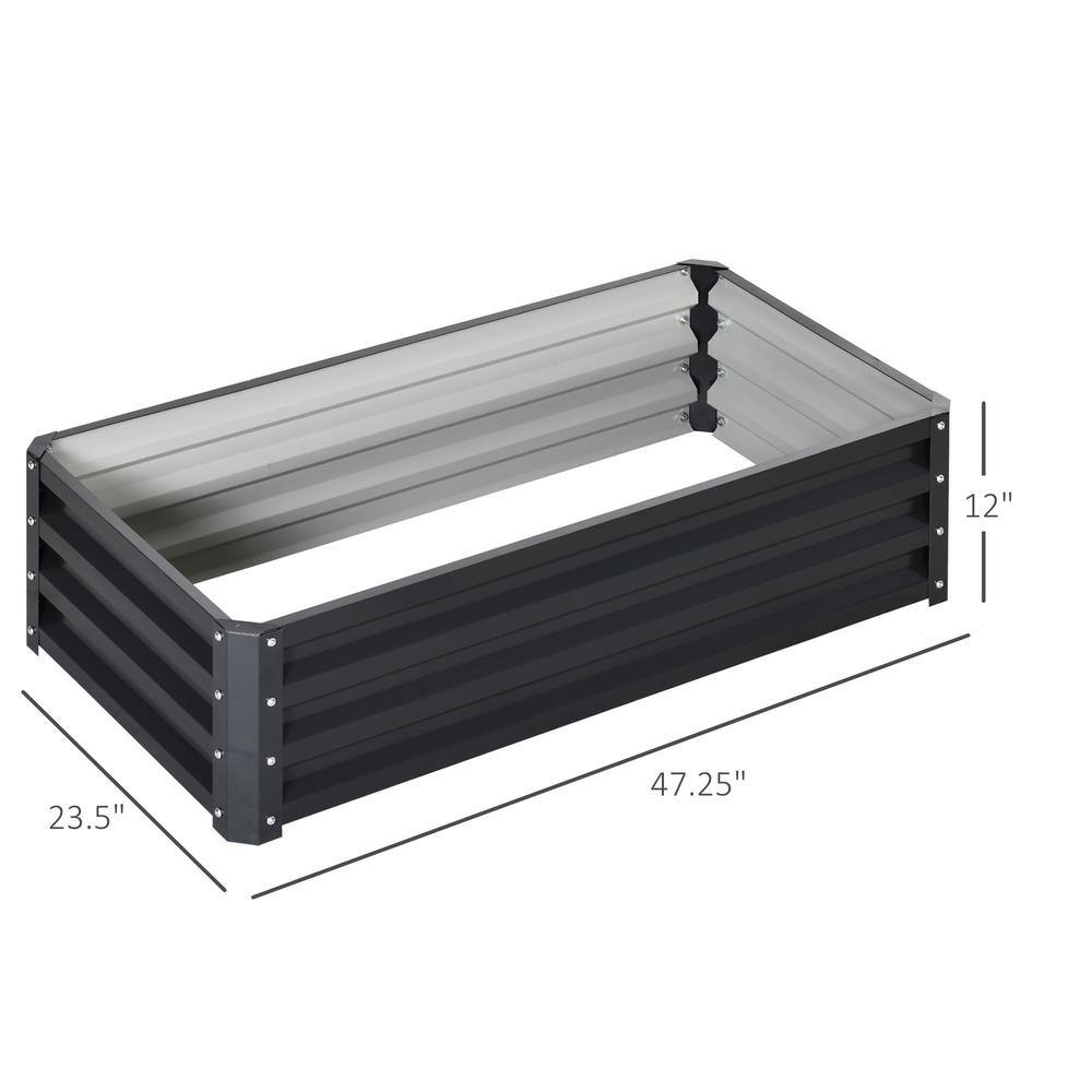 Gray Galvanized Steel Raised Garden Bed Planter Box, 4' x 2' x 1'