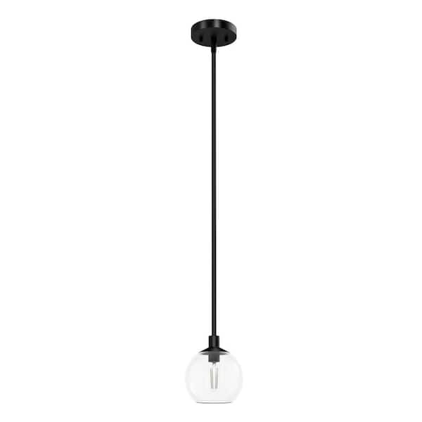 Hunter Xidane 60-Watt 1-Light Matte Black Island Mini Pendant Light with Clear Glass Shade, No Bulbs Included