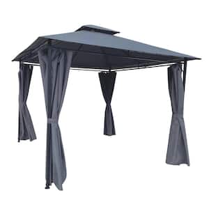 Agix 10 ft. x 10 ft. Steel Outdoor Patio Garden Gazebo Canopy Outdoor Shading, Gazebo Tent with Curtains in Gray