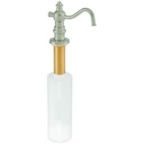 Victorian Style Kitchen Sink Deck Mount Liquid Soap/Lotion Dispenser with Refillable 12 oz Bottle, Satin Nickel