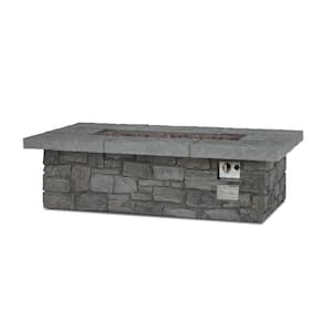 Sedona 52 in. x 15 in. Rectangle MGO Propane Fire Pit in Gray with Natural Gas Conversion Kit