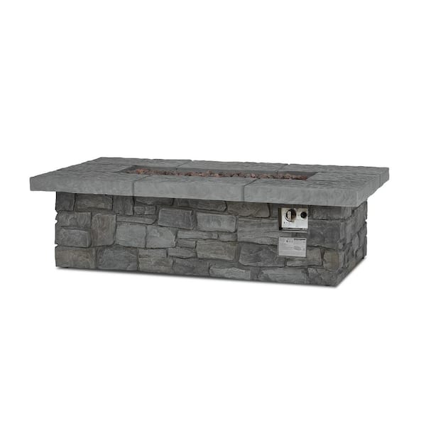 Real Flame Sedona 52 in. x 15 in. Rectangle MGO Propane Fire Pit in Gray with Natural Gas Conversion Kit