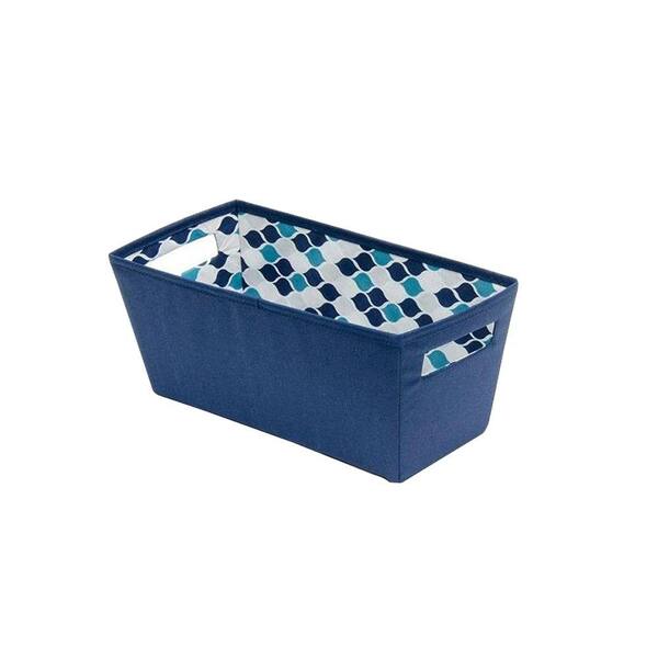 b+in 6.5 in. x 5.8 in. x 13.3 in. Decorative Fabric Quarter Storage Bin in Insignia Blue (4-Pack)