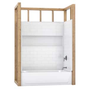Aloha NexTile 30 in. x 60 in. x 74.5 in. Standard Fit Alcove Bath and Shower Kit with Left-Hand Drain in White