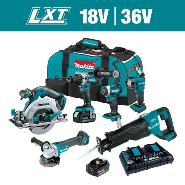 Makita 18V 5.0 Ah LXT Lithium-Ion Brushless Cordless Combo Kit (Hammer Drill/Impact Driver/Recipro Saw/Flashlight)