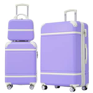 Purple Lightweight 3-Piece Expandable ABS Hardshell Spinner 20" + 28" Luggage Set with Cosmetic Case, 3-digital TSA Lock