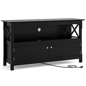 44 in. W Free Standing TV Cabinet Wooden Console TV Media Entertainment Black Maximum Television Size 48 in.