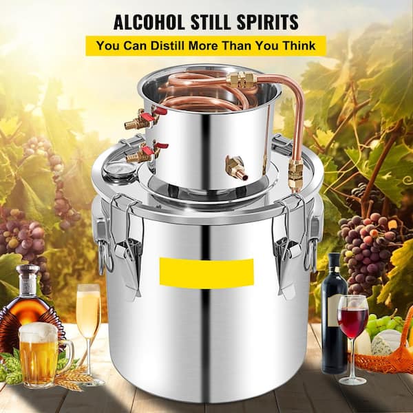 13.2Gal./50L Alcohol Still, Copper Tube Alcohol Distiller, Whiskey Making Kit with Built-In Thermometer+Circulating Pump