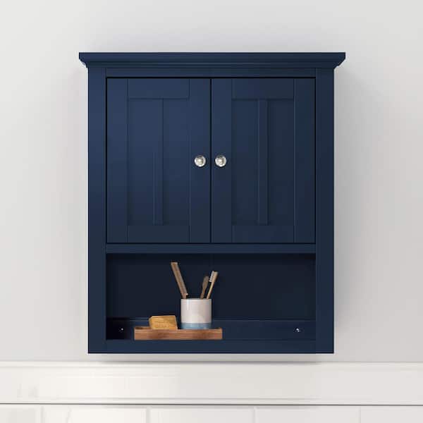 Fremont 23 in. W x 7 in. D x 26 in. H Bathroom Storage Wall Cabinet in Navy Blue
