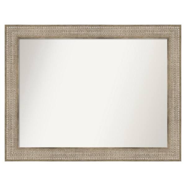 Amanti Art Trellis Silver 40 in. x 31 in. Custom Non-Beveled Wood Framed Bathroom Vanity Wall Mirror