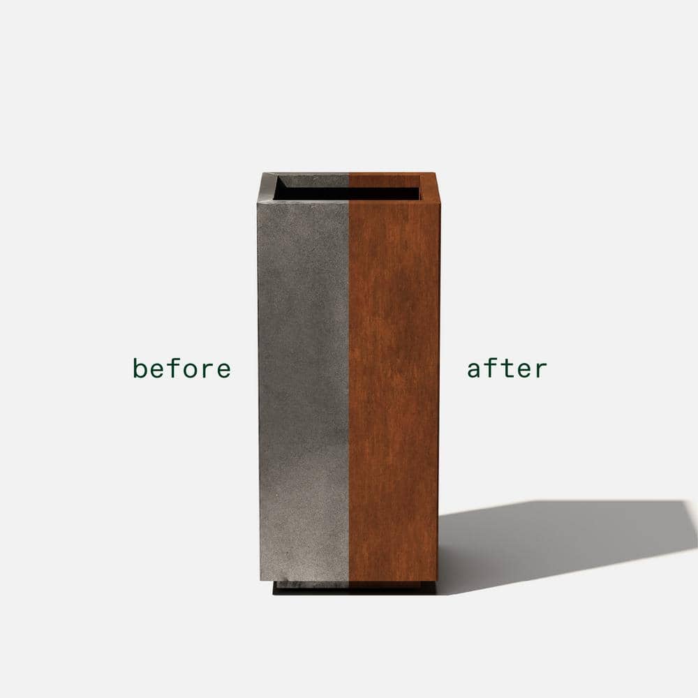 Elegant Corten Steel 24 Gallon Square Pedestal Planter