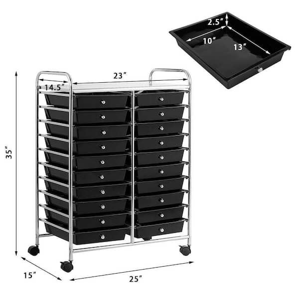 Honey Can Do Plastic 10 Drawer Rolling Storage Cart 35 x 15 x 11 Black -  Office Depot