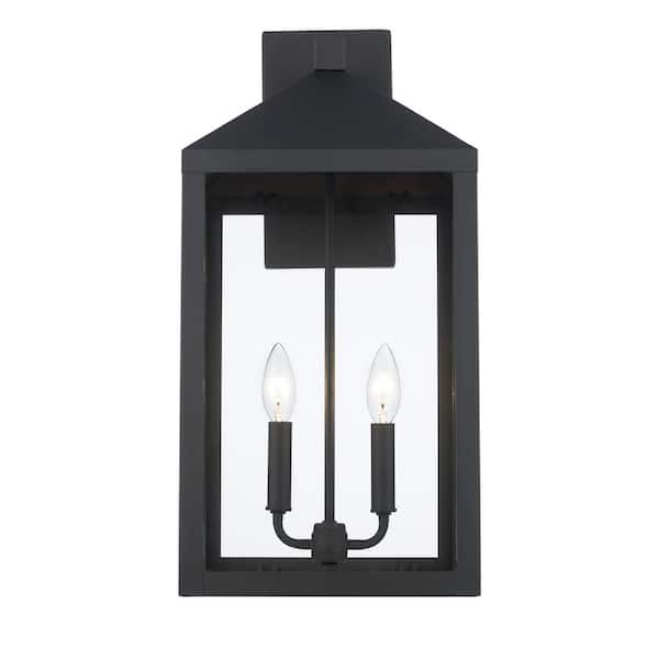 Bel Air Lighting Storm 21 5 In 2 Light Black Outdoor Wall Light