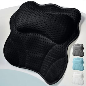 17.2 in. L x 16.5 in. W x 17.2 in. H Thick Padded Bath Accessory, Bath Pillow Tub in Black with 4D Mesh and Suction Cup