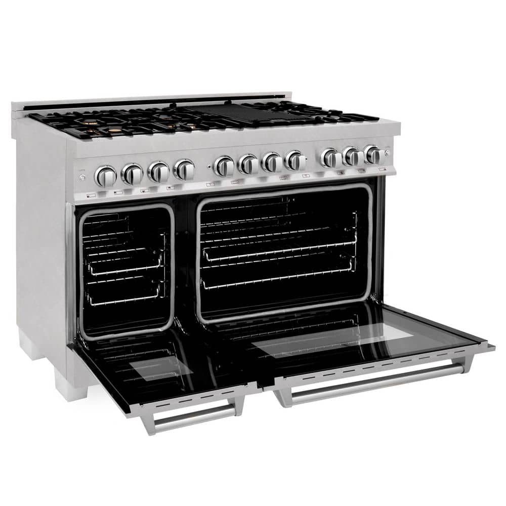 ZLINE 48" Stainless Steel Dual Fuel Range with Brass Burners