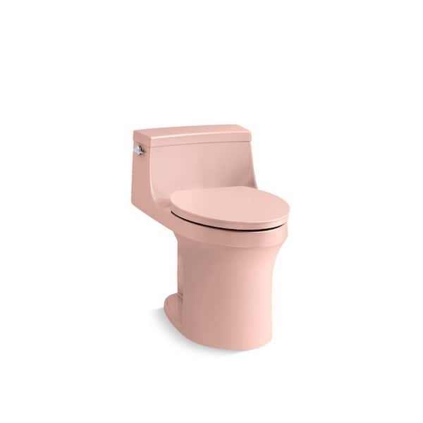 San Souci 12 in. 1-Piece Single Flush: 1.28 GPF Single Flush Elongated Toilet in Peachblow