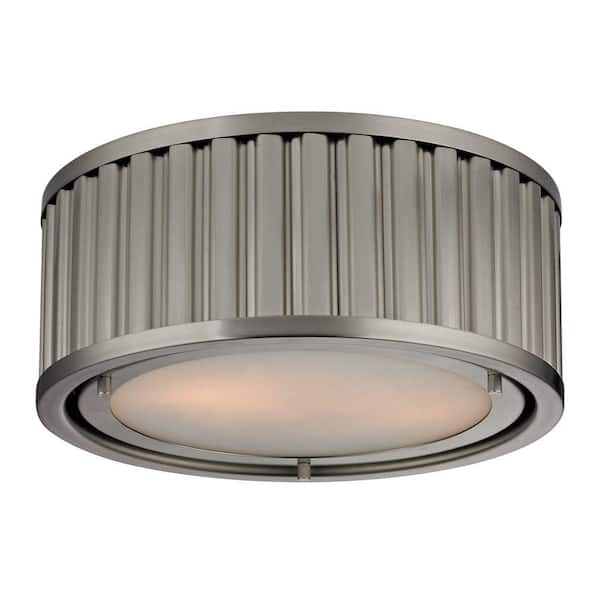 Titan Lighting Munsey Park Collection 2-Light Brushed Nickel LED Flushmount
