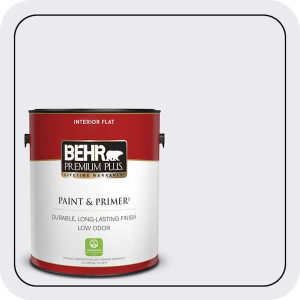 BEHR PREMIUM PLUS 1 gal. #650E-1 Lace Cap Flat Low Odor Interior Paint & Primer