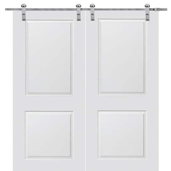 MMI Door 72 in. x 80 in. Primed Molded MDF Carrara Sliding Barn Door with Hardware Kit