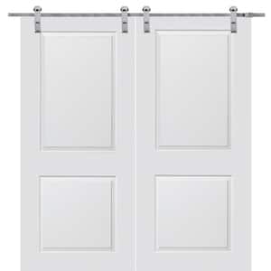 72 in. x 84 in. Smooth Carrara Primed Molded MDF Sliding Barn Door with Stainless Steel Hardware Kit