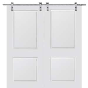 64 in. x 80 in. Primed Molded MDF Carrara Sliding Barn Door with Hardware Kit