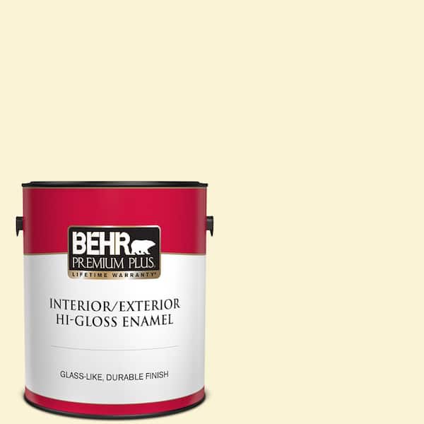 BEHR PREMIUM PLUS 1 gal. #390A-2 Pina Colada Hi-Gloss Enamel Interior/Exterior Paint