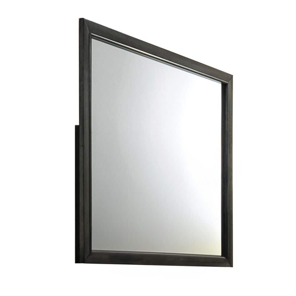Transitional Charcoal Gray 45" Solid Wood Rectangular Dresser Mirror