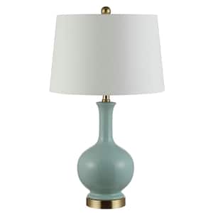 Bowie 26 in. Robins Egg Blue Table Lamp with White Shade