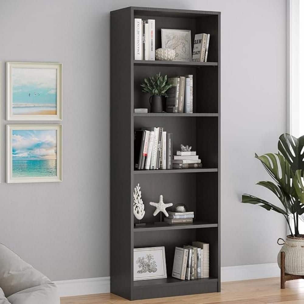 Lirago 69 in. Tall Grey Wood 4-Shelf Bookcase FXHD0202-76SN - The