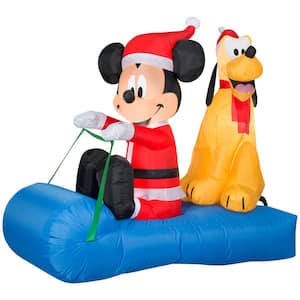 4.5 ft. Tall Airblown-Mickey and Pluto on Sled-MD Scene-Disney