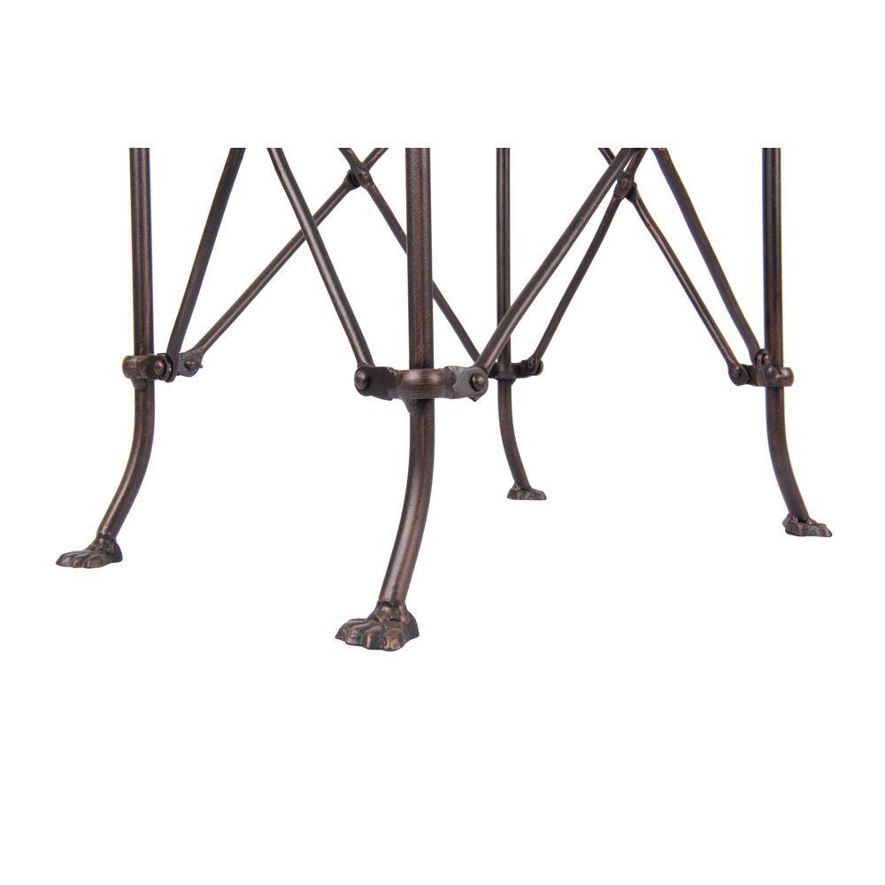 Rustic Bronze-Finish Metal Accent Table with Claw Feet