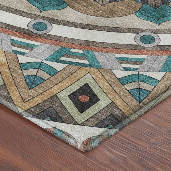Mayfield Premium Machine Washable Abstract AMF2277 Taupe 3 ft. x 5 ft. Area Rug