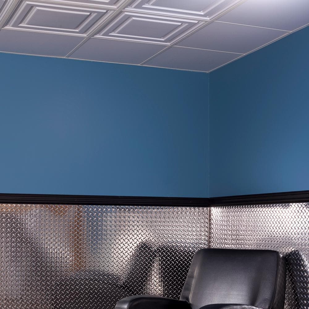 Waterproof Designer Series 23.75'' L x 23.75'' W Smooth Vinyl Drop-In Ceiling Tile In White