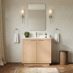 Maroni 36 in. W Single Bath Vanity in Light Straw with Cultured Marble Vanity Top in White with White Basin