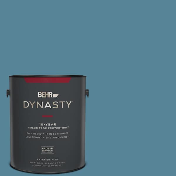 BEHR DYNASTY 1 gal. #S480-5 Blue Moon Bay Flat Exterior Stain-Blocking ...