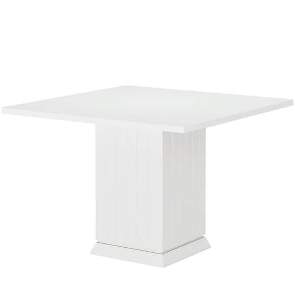 Capen 35.4 in. Square White Engineered Wood Conference Table Office Desk