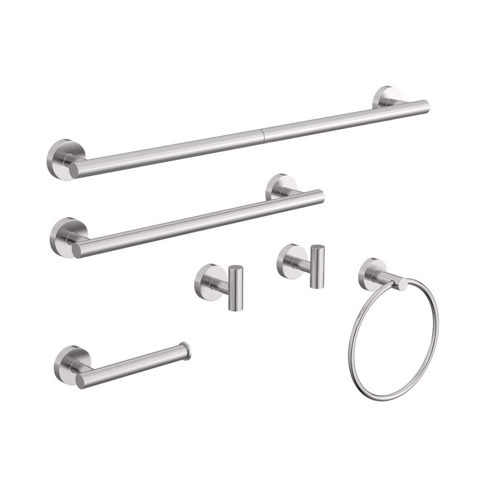 6-Piece Wall-Mounted Bathroom Hardware Set with 26 in. and 16 in. Towel Bars in Brushed Nickel price history on PriceWatchPro