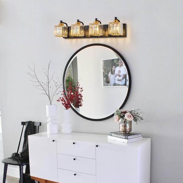 その他 Sugar Snow LLHZSY Schonbek 25.98 in. 4-Light Black and Gold Bathroom